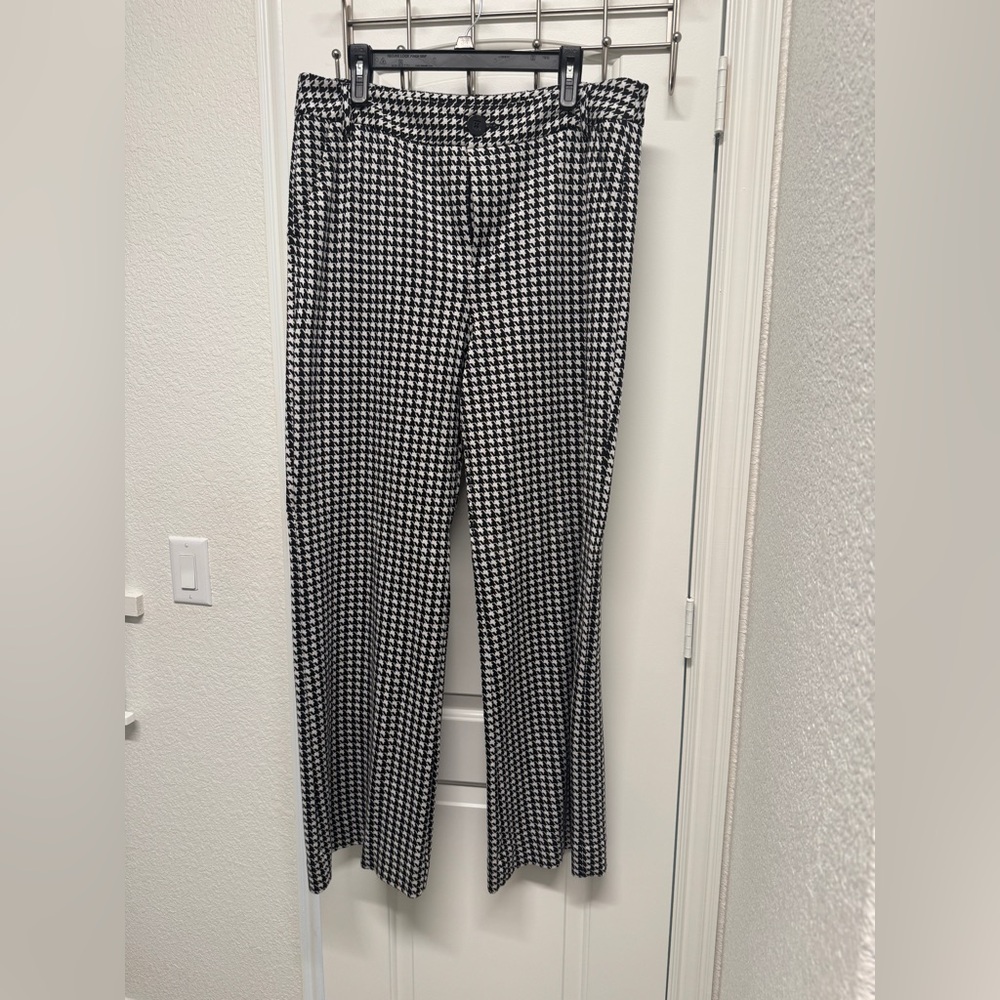 CAbi Black and White Dress Pants with Houndstooth Pattern